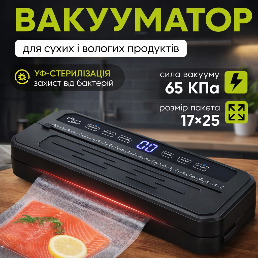 Вакууматор з продуктами